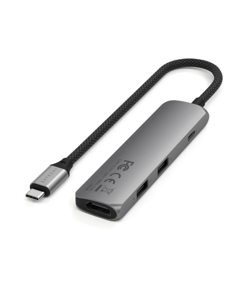 Satechi Slim Multiport USB-C Hub (4K HDMI, 60W PD, USB-A, SD)
