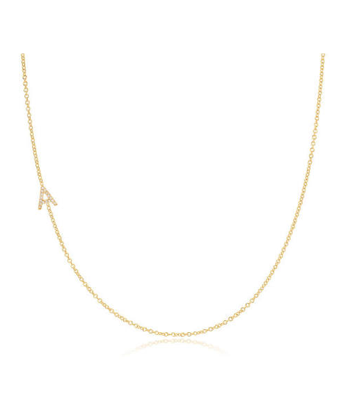 Maya Brenner Asymmetrical Letter Necklace (1–3 letters, 14k yellow gold)