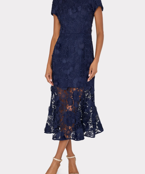MILLY Broderie Anglaise Midi Dress