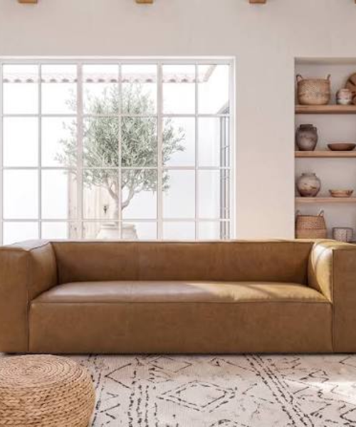 Mid In Mod Emerson Brown Leather Sofa
