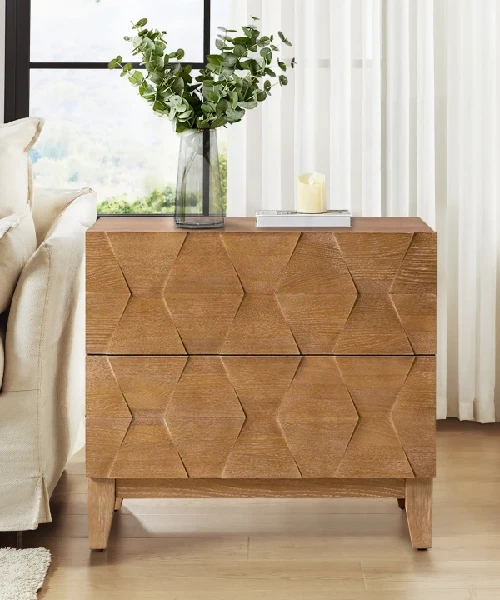Galatea 3-Drawer Nightstand Chest with Built-In Outlets