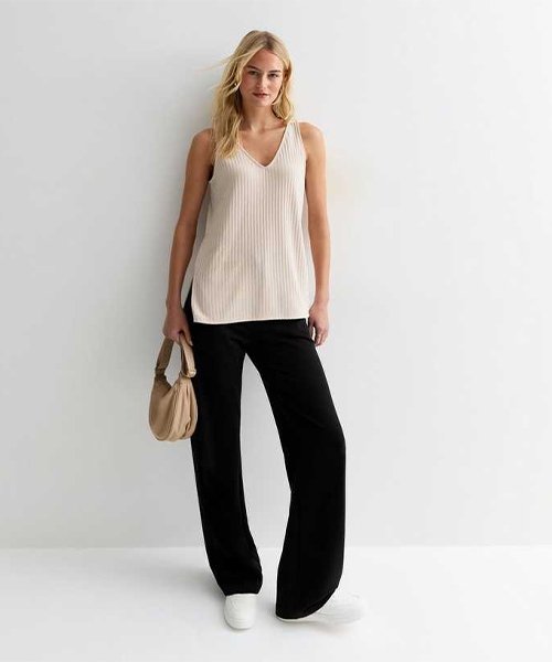 Rib-knit vest with V-neck