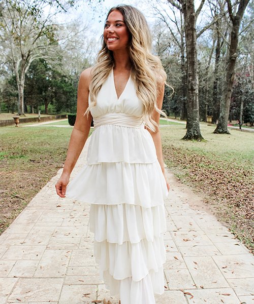 Tiered ruffle maxi dress